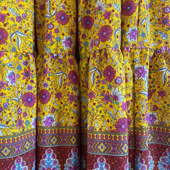 Pinkblush Gold Floral Smocked Tiered Maxi Dress - Small - Picture 10 of 10